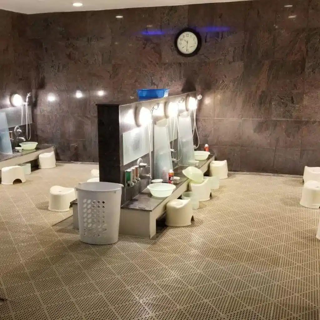 Seated Shower at a Korean Spa